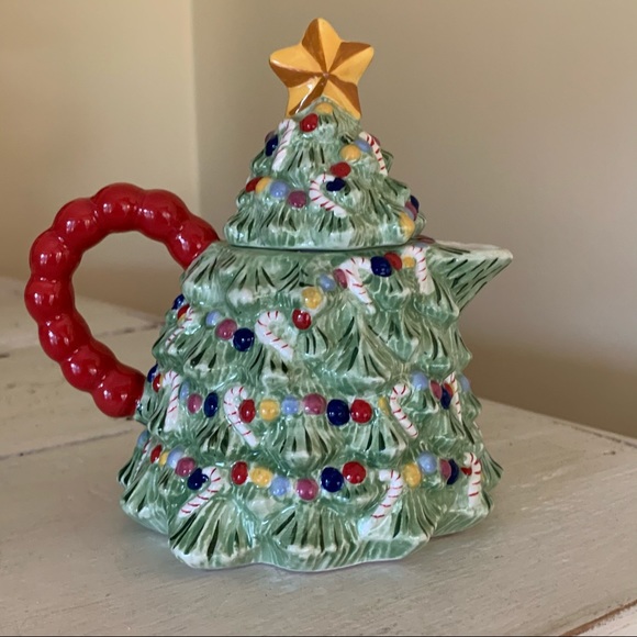 Christopher Radko Traditions Holiday Celebrations 5” Teapot Creamer - Picture 3 of 5